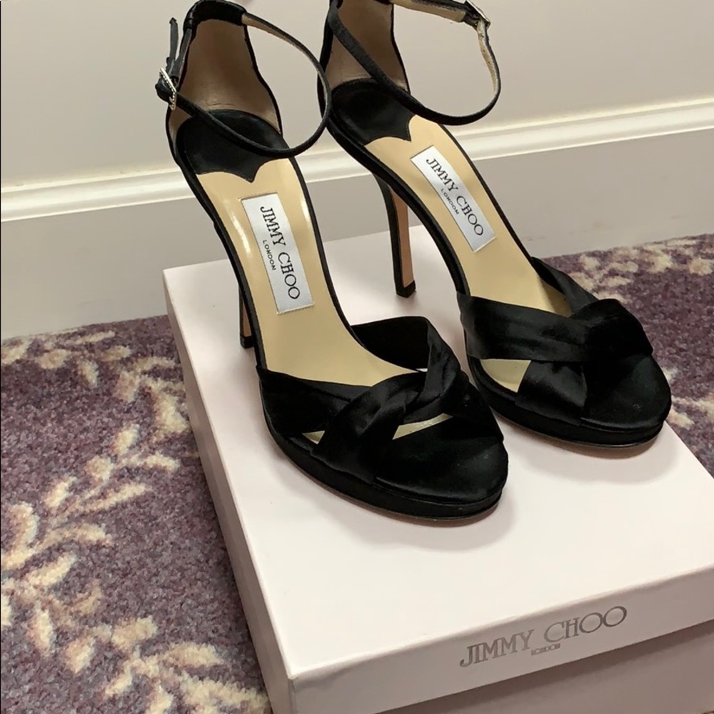 Jimmy Choo Black Satin heels
